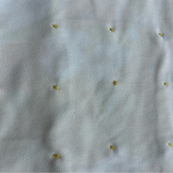 Vintage 1970s Handmade Polyester Quilt 35Wx42L Yellow/Green/White Pompoms - Picture 4 of 6